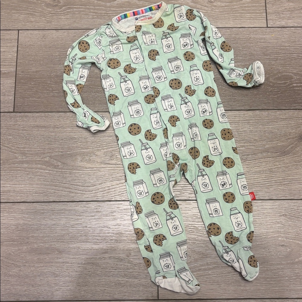 Magnetic Me Mint Green Milk & Cookies Footed Pajamas
